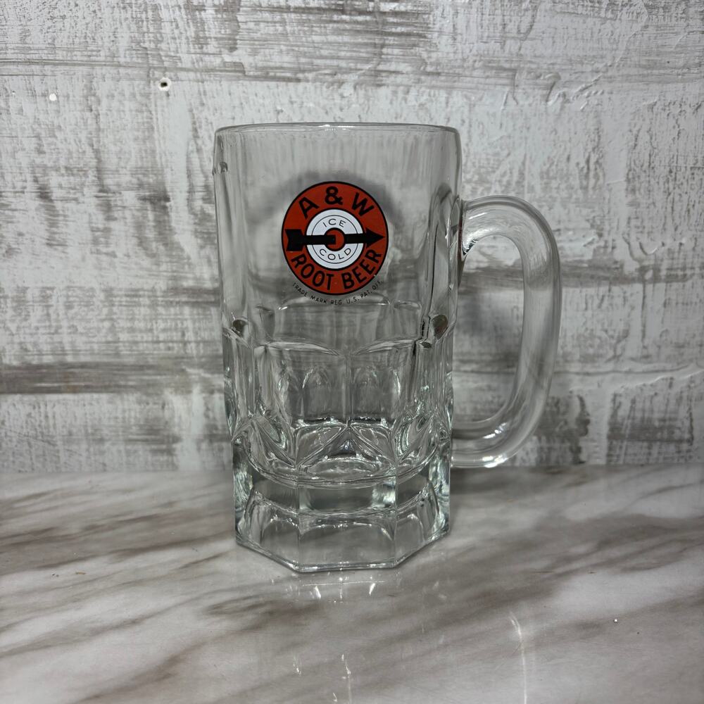 Vintage A&W Root Beer Heavy Glass Mug Bullseye Logo